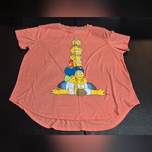 Simpsons Junior Plus 3XL 21 Peach Character Stack Graphic Tee T-Shirt Homer Bart